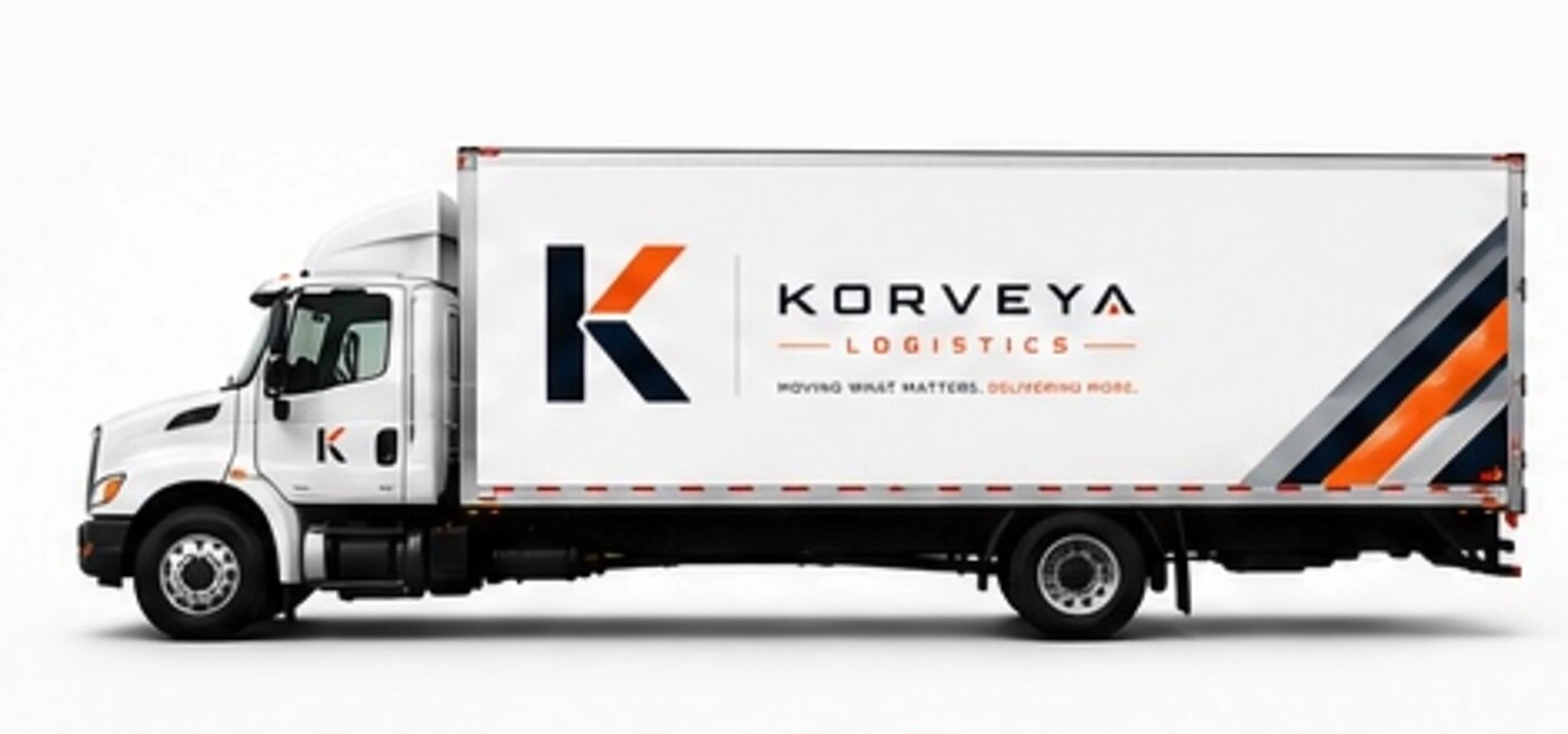 Korveya Logistics 26 foot box truck with approved vehicle wrap
